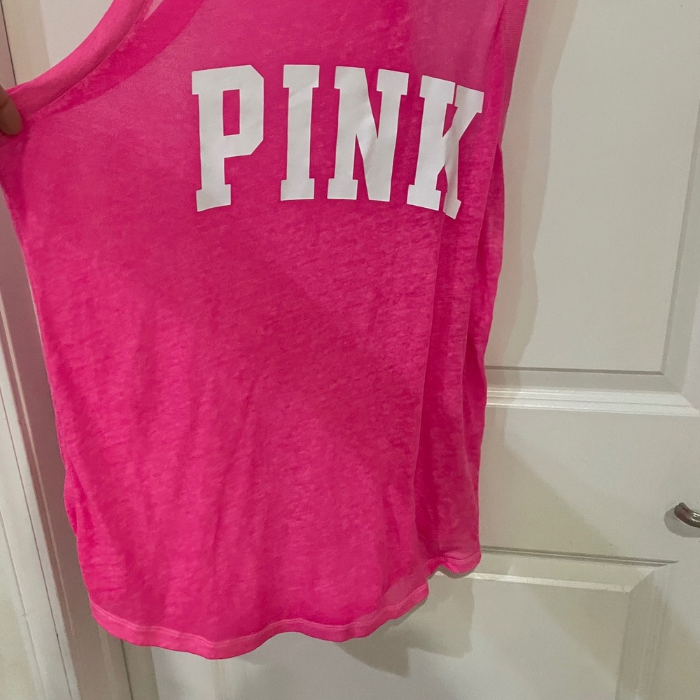Victoria's Secret PINK Neon Pink Burnout Mesh Racerback Tank Top Small - Picture 3 of 4